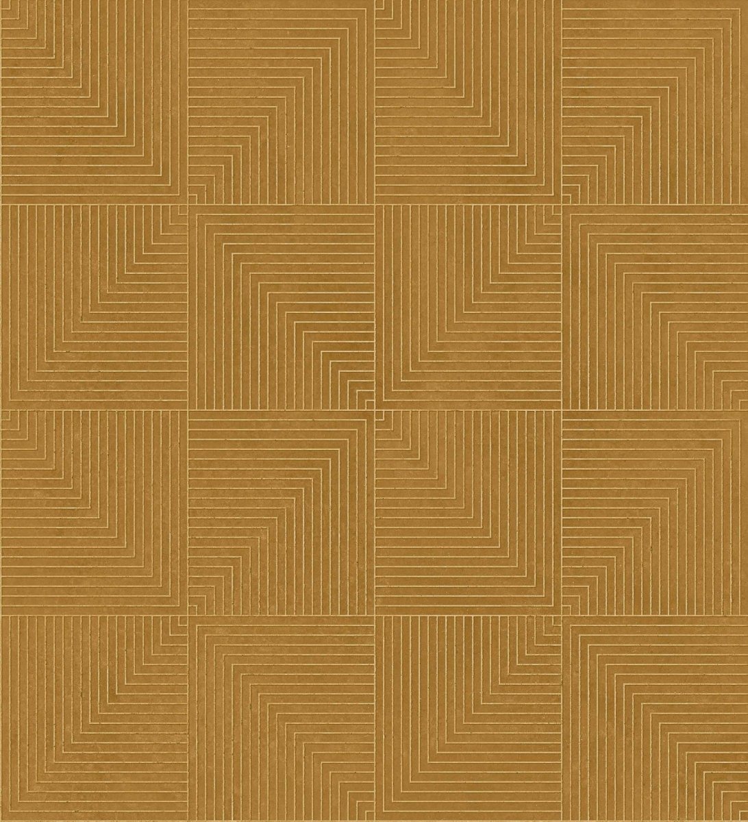 Coordonné Lattice Tetragonal Curry behang B00512 - LAB COLOUR THE WORLD