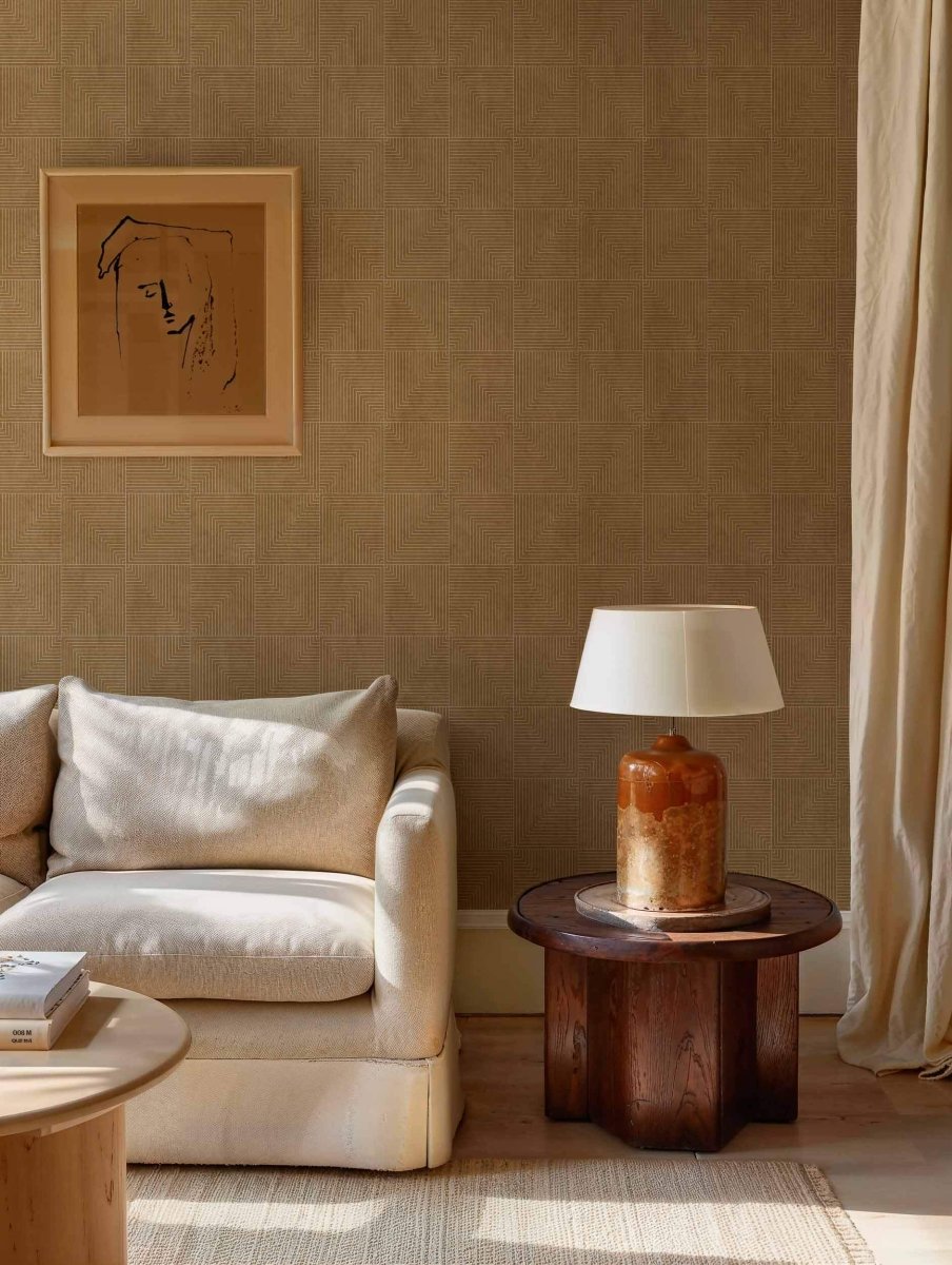 Coordonné Lattice Tetragonal Sand behang B00513 - LAB COLOUR THE WORLD