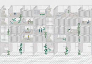 Coordonné Random Archist Campus Grey behang 9000072 - LAB COLOUR THE WORLD