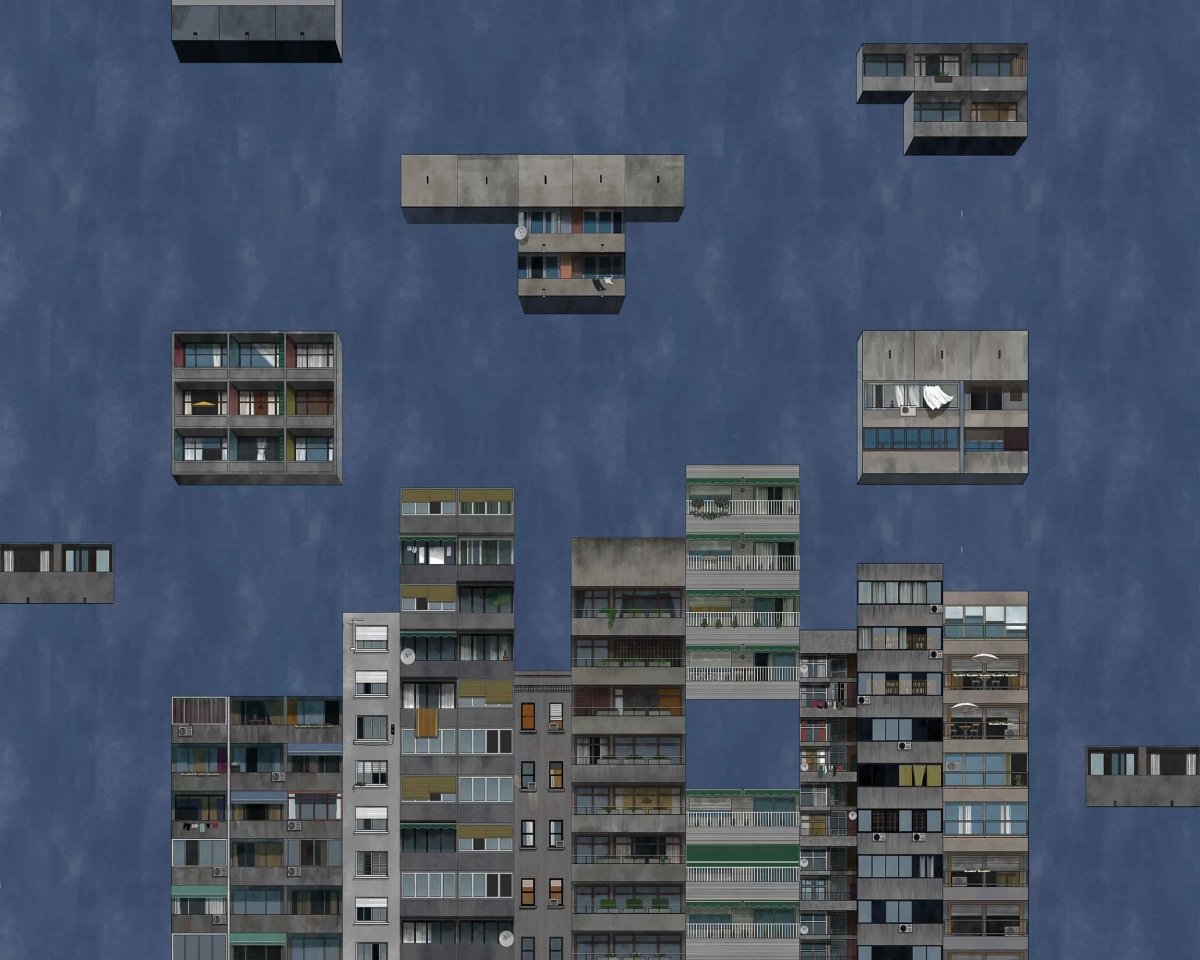 Coordonné Random Archist Tetris Night behang 9000041 - LAB COLOUR THE WORLD