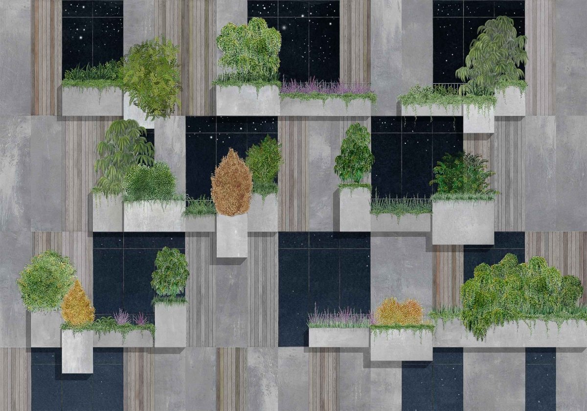 Coordonné Random Archist Vertical Forest Night behang 9000061 - LAB COLOUR THE WORLD