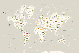 Coordonné Random Kids Animal Map Cloud behang 9700052 - LAB COLOUR THE WORLD