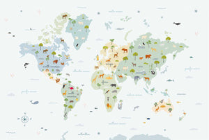 Coordonné Random Kids Animal Map Prisma behang 9700051 - LAB COLOUR THE WORLD