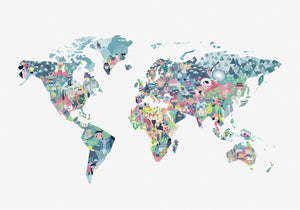 Coordonné Random Kids Diversity Map Snow behang 9700061 - LAB COLOUR THE WORLD