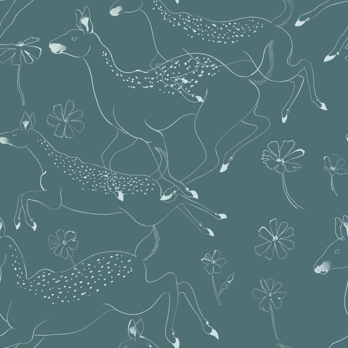 Coordonné Random Kids Jumping bambis Aqua behang 9700164 - LAB COLOUR THE WORLD