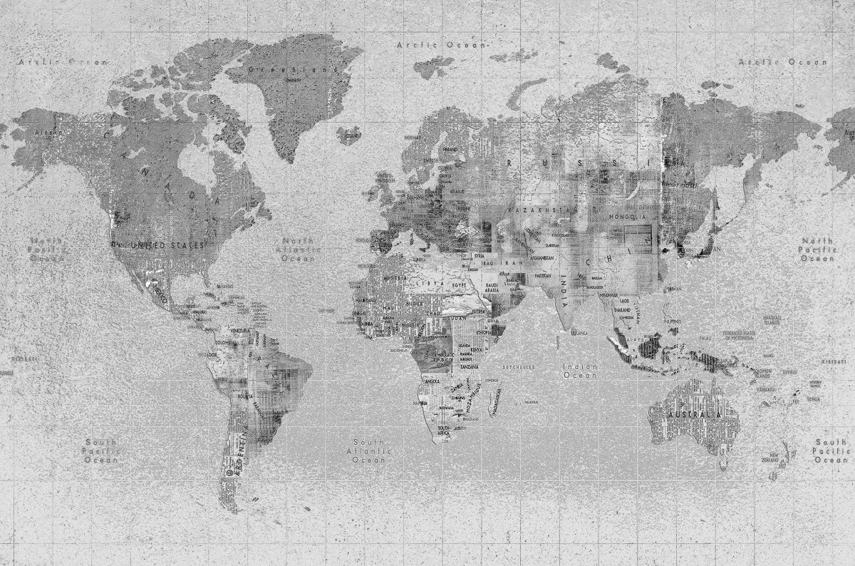 Coordonné Random Papers Newspaper map behang 6500108 - LAB COLOUR THE WORLD