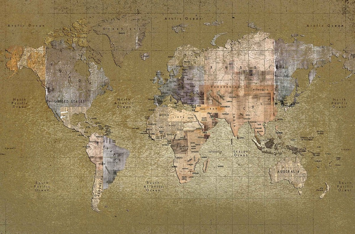 Coordonné Random Papers Newspaper map behang 6500109 - LAB COLOUR THE WORLD
