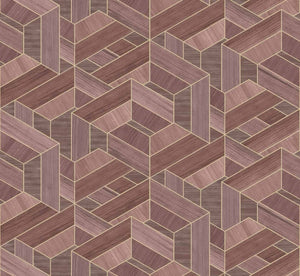 Coordonné Woodcraft Hexagon Bordeaux behang A00447 - LAB COLOUR THE WORLD