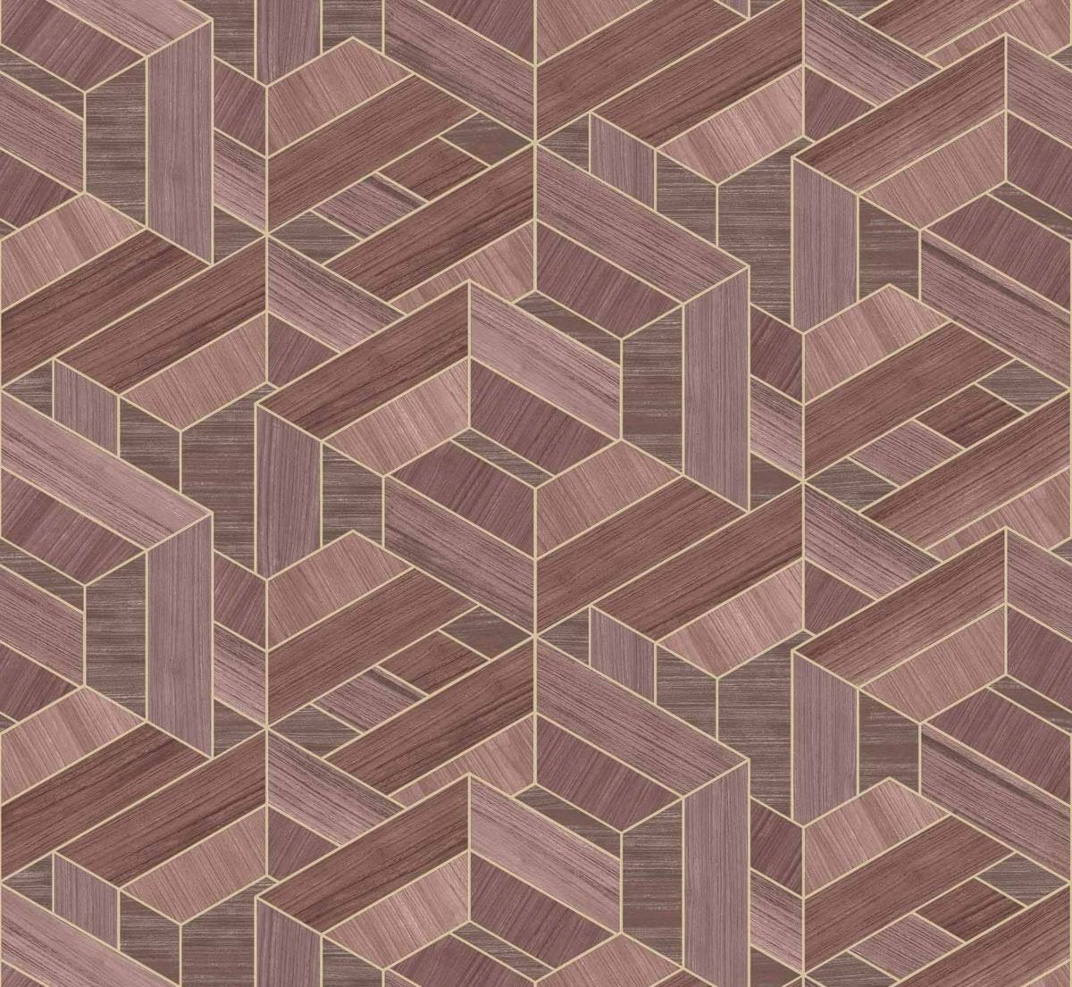 Coordonné Woodcraft Hexagon Bordeaux behang A00447 - LAB COLOUR THE WORLD