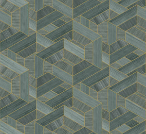 Coordonné Woodcraft Hexagon Lagoon behang A00449 - LAB COLOUR THE WORLD