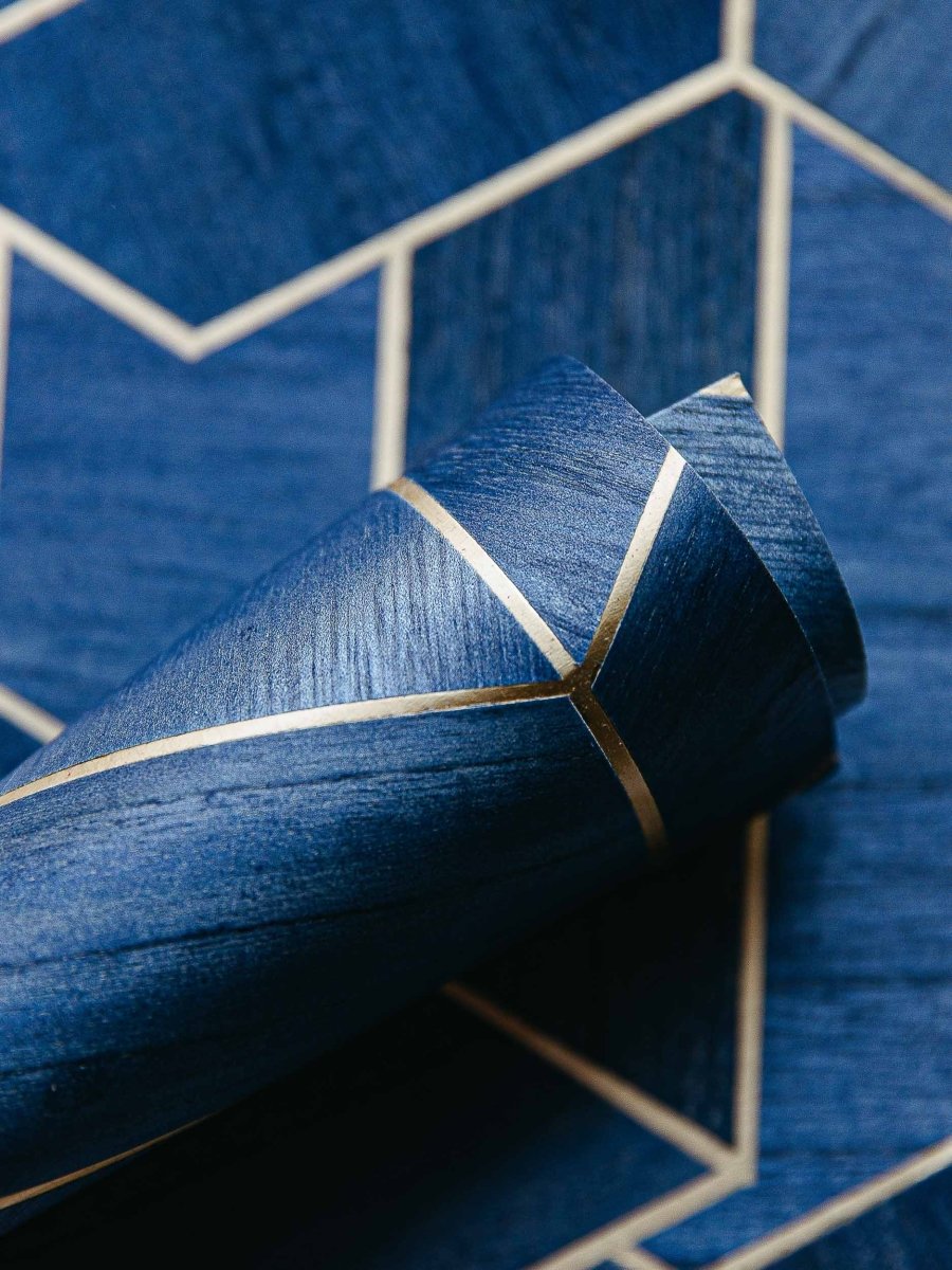 Coordonné Woodcraft Hexagon Ocean behang A00450 - LAB COLOUR THE WORLD