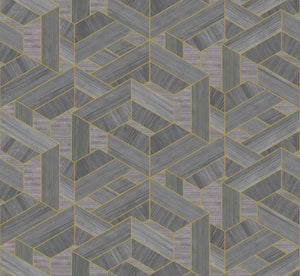 Coordonné Woodcraft Hexagon Steel behang A00446 - LAB COLOUR THE WORLD