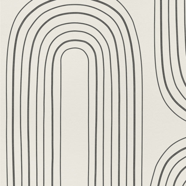 Les Dominotiers Curves Black & Beige Behang DOM 704