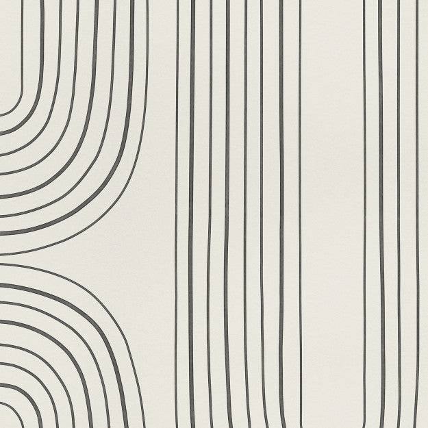 Les Dominotiers Curves Black & Beige Behang DOM 704