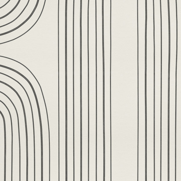 Les Dominotiers Curves Black & Beige Behang DOM 704