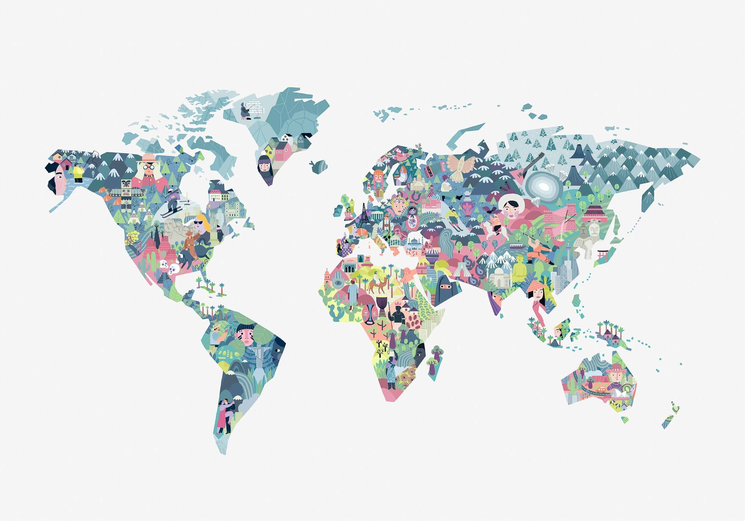 Coordonné Random Kids Diversity Map behang 9700061 behang afbeelding 1