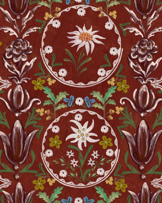 Mind The Gap Edelweiss Burgundy Behang