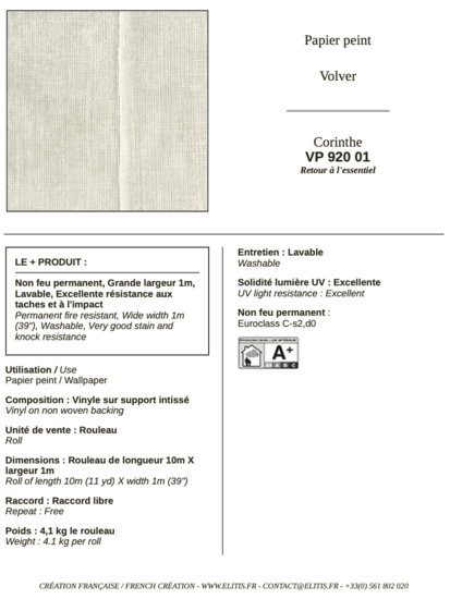 ÉLITIS Corinthe Behang VP 920 01 - LAB COLOUR THE WORLD