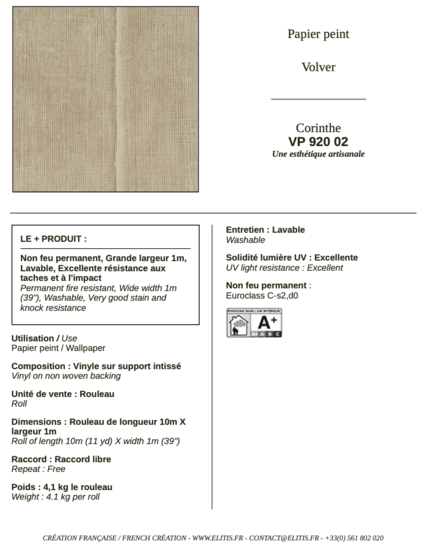 ÉLITIS Corinthe Behang VP 920 02 - LAB COLOUR THE WORLD