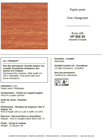 ÉLITIS Kosa Silk Behang VP 928 30 - LAB COLOUR THE WORLD
