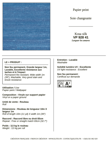 ÉLITIS Kosa Silk Behang VP 928 41 - LAB COLOUR THE WORLD
