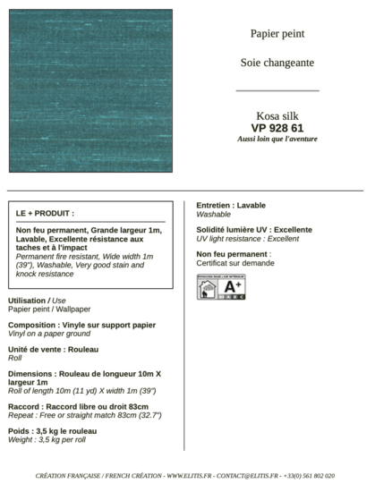 ÉLITIS Kosa Silk Behang VP 928 61 - LAB COLOUR THE WORLD