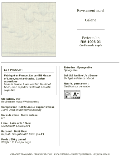 ÉLITIS Perfecto Lin Behang RM 1006 01 - LAB COLOUR THE WORLD