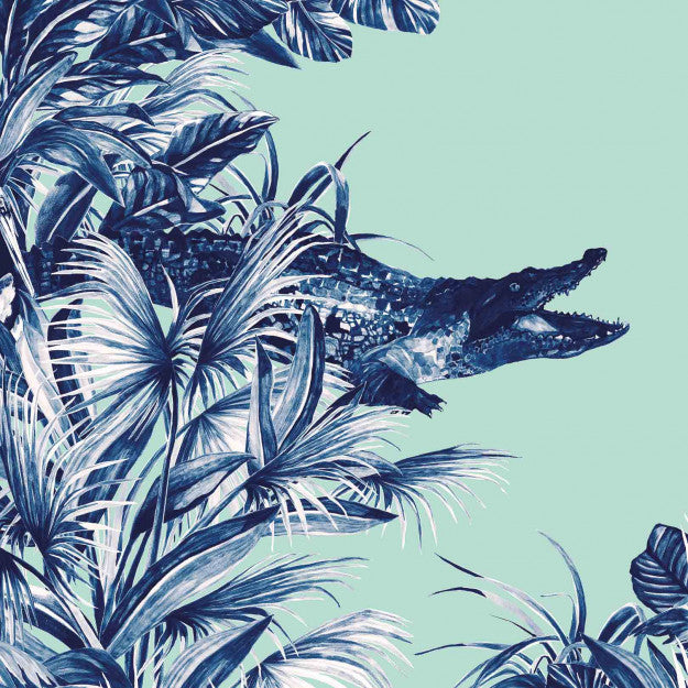 Les Dominotiers Everglades Turquoise Behang DOM 145-2