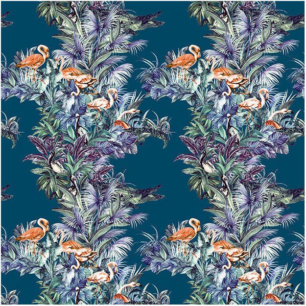 Les Dominotiers Everglades Dark Blue Behang DOM 145-1