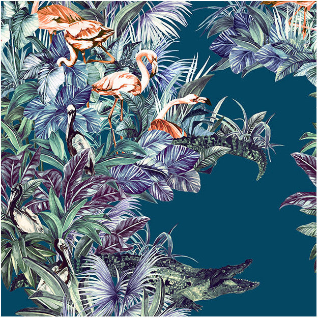 Les Dominotiers Everglades Dark Blue Behang DOM 145-1