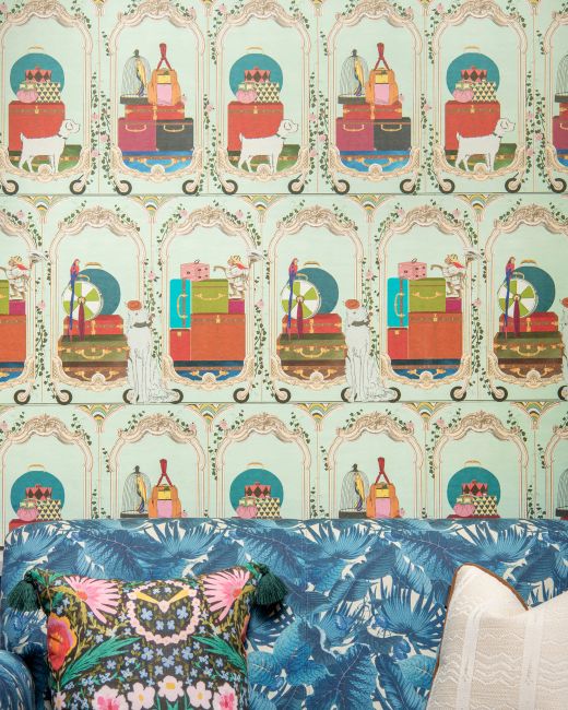 Mind The Gap Fancy Trip Turquoise Behang