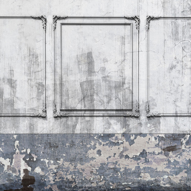 Les Dominotiers Frame Patina Wall Gris Et Bleu Behang DOM 412
