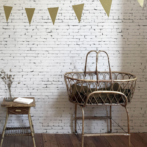 Les Dominotiers Grunge Brick Wall Blanc Behang DOM 404