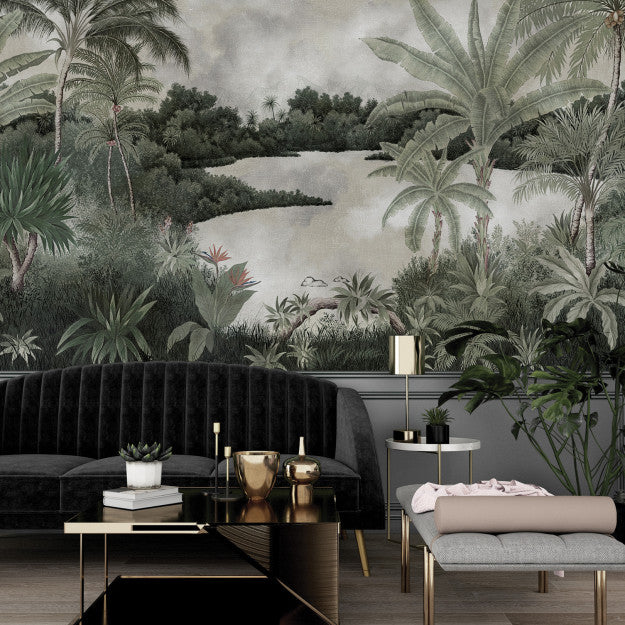 Les Dominotiers Hanalei Patina Green Behang DOM 500