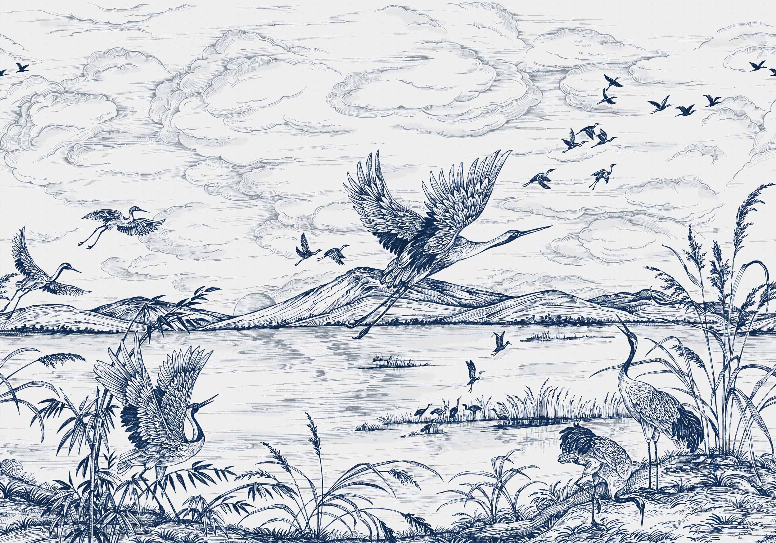 Coordonné Forbidden City Heron's Poetry behang B00155 behang afbeelding 1