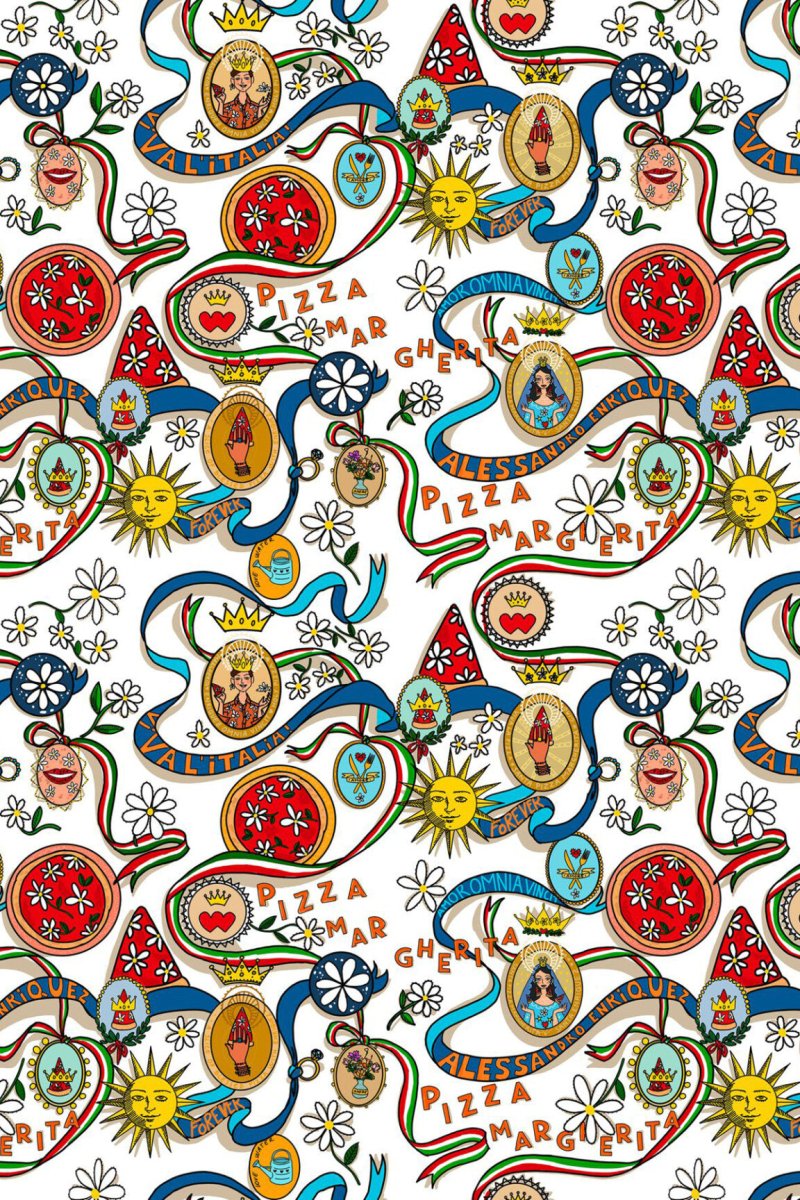 HookedOnWalls Enriquezland Pizza Margherita behang 25545 - LAB COLOUR THE WORLD