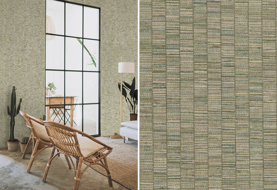 HookedOnWalls Lemuria Unito Ribbon Grass behang 60651 - LAB COLOUR THE WORLD