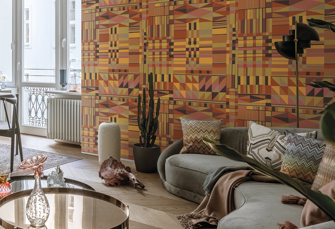 HookedOnWalls Linen Lyrics Tiébélé behang 34761 - LAB COLOUR THE WORLD