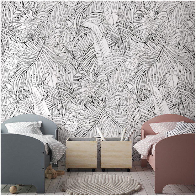Les Dominotiers Jungle Island Black & White Behang DOM 142-1