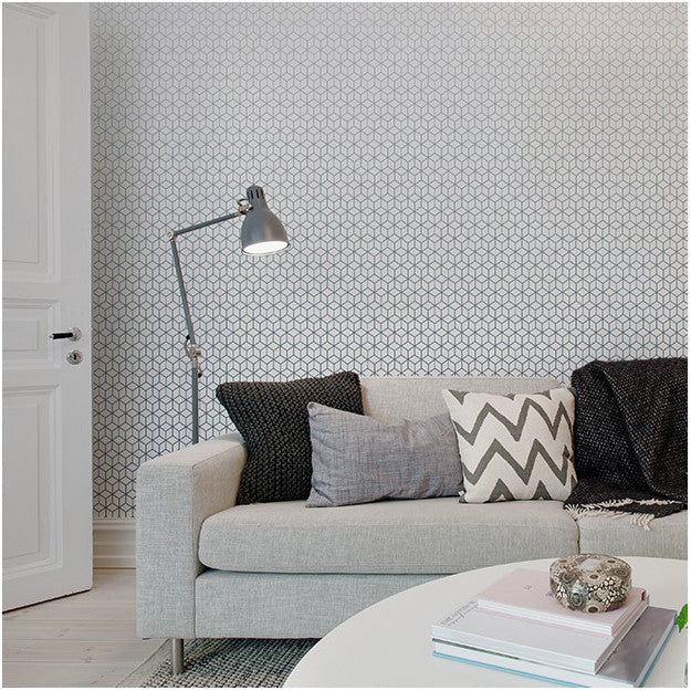 Les Dominotiers Kube Slate Blue Behang DOM 5-4