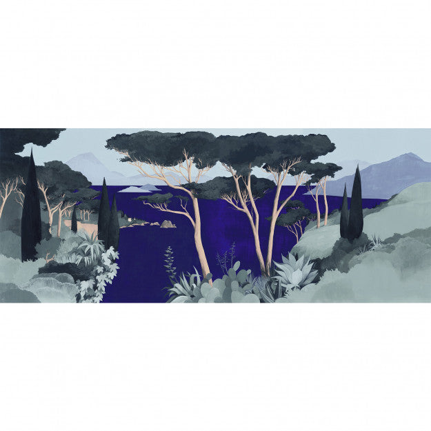 Les Dominotiers Lago Di Garda Blue Blue & Green Behang DOM 515