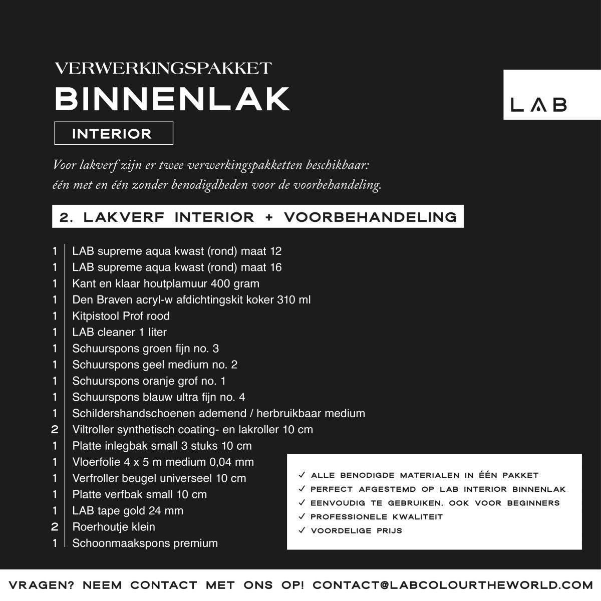 lakverf (interior) verwerkingspakket - LAB COLOUR THE WORLD