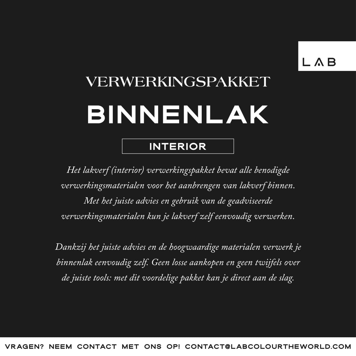 lakverf (interior) verwerkingspakket - LAB COLOUR THE WORLD