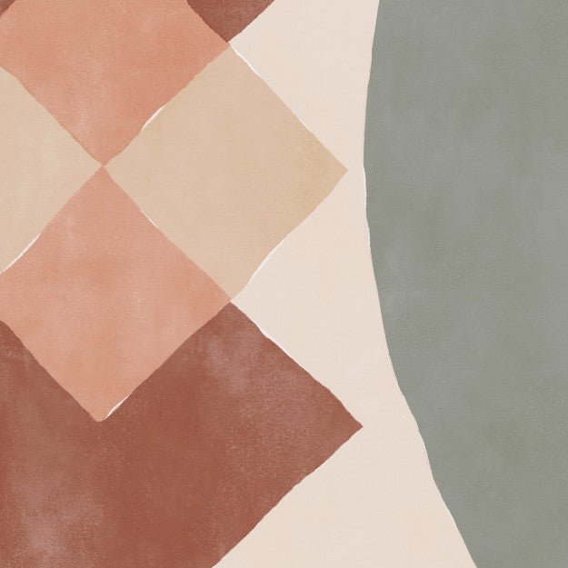Les Dominotiers Checkmate Beige / Green / Terracota / Pink Behang DOM 701 - LAB COLOUR THE WORLD