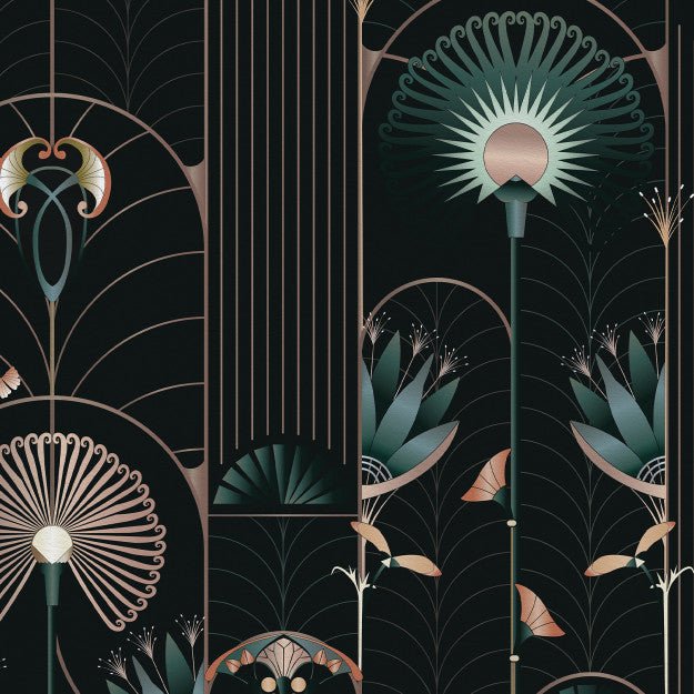 Les Dominotiers Floreal Noir Behang DOM 4011 - LAB COLOUR THE WORLD