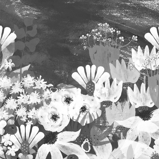 Les Dominotiers Jardin Fleuri Noir Et Blanc Behang DOM 3016 - LAB COLOUR THE WORLD