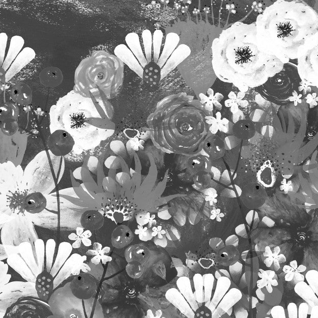 Les Dominotiers Jardin Fleuri Noir Et Blanc Behang DOM 3016 - LAB COLOUR THE WORLD