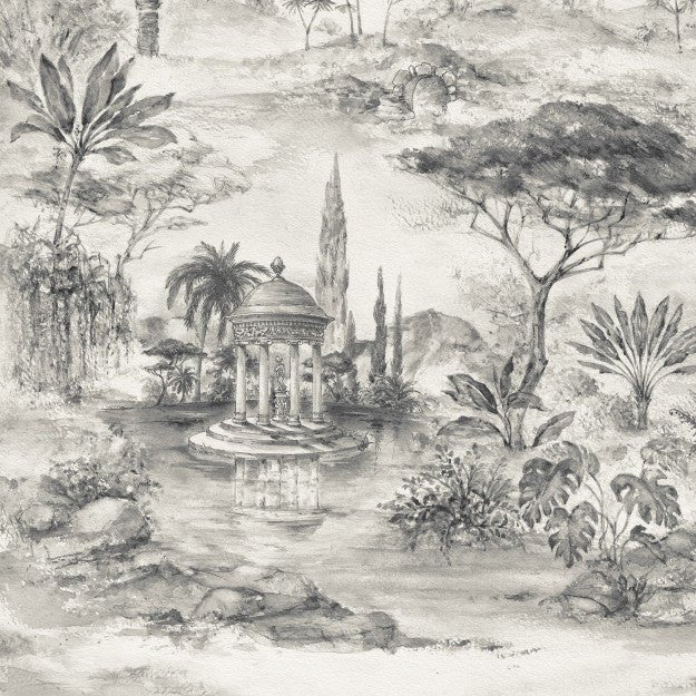 Les Dominotiers Jardin Italien Noir Et Blanc Behang DOM 3013 - LAB COLOUR THE WORLD