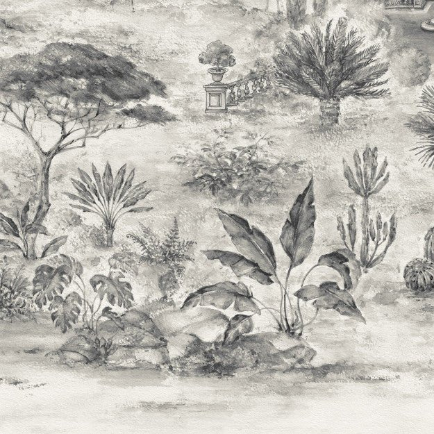 Les Dominotiers Jardin Italien Noir Et Blanc Behang DOM 3013 - LAB COLOUR THE WORLD