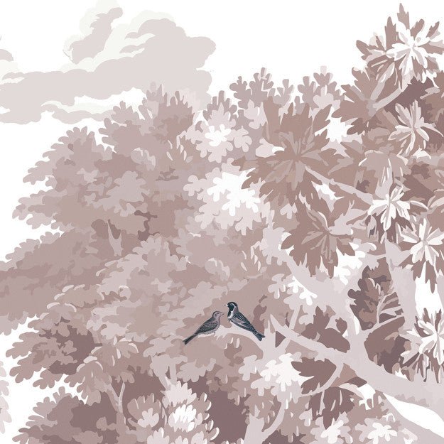 Les Dominotiers Misty forest prune Behang DOM 5110 - LAB COLOUR THE WORLD